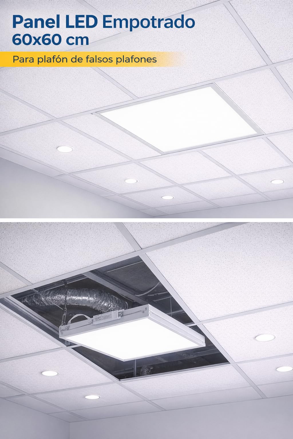 Igoto PL1040 Kit Set 12 piezas Panel Plafon Lampara LED Empotrable 60x60 40W Luz Fría 6500K, Plafón LED Cuadrado para Techo 4000 lm Multivoltaje 100-277V Lámpara LED para Oficina Escuela y Comercio
