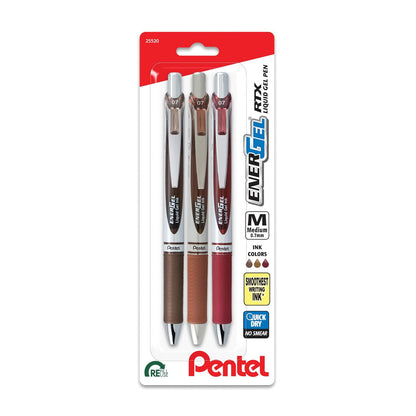 Pentel EnerGel RTX Bolígrafo Retráctil de Gel Líquido 0.7 mm, Paquete de 3 - 1 Count (Pack of 3) - Cambiar