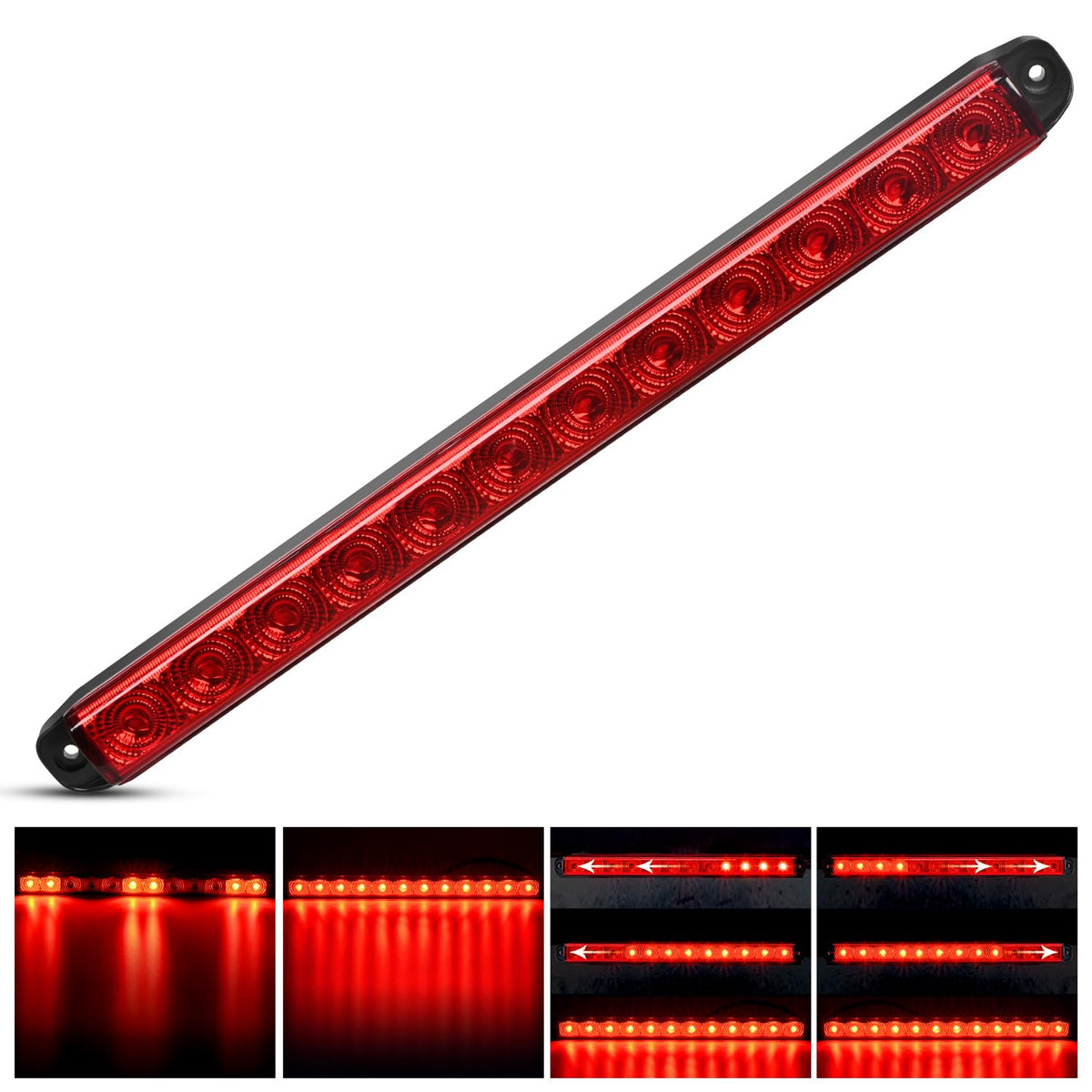 Nilight - Barra de luz LED para remolque,de 16',12 luces LED rojas,señales de giro secuenciales,luz trasera,impermeable, para remolque,barco de 12 V,camión,RV,2 años de garantía (TR-151) - 1 giro de freno de marcha de 16 pulgadas y 12 LED