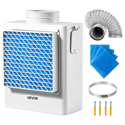 VEVOR Kit de Ventilación para Secadora Interior 3 en 1, a Un Puerto de Escape 99 mm, con Recordatorio Inteligente de Sobrecalentamiento, Campana Extractora, Tapa de Malla y Purificador Multicapa