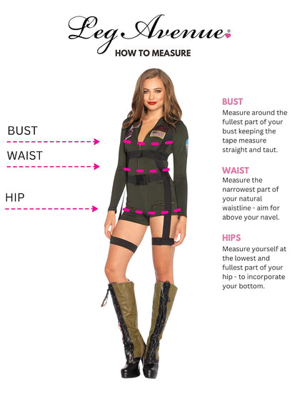 Leg Avenue Top Gun Short Romper Costume Disfraces de tamaño adultoMujer