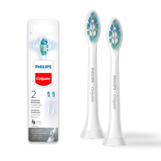 Philips Colgate Repuesto Cepillo Eléctrico SonricPro 2 piezas | Remueve 7 veces Más Placa que un Cepillo Manual, Cerdas Suaves de Alta Calidad, Llega a Lugares Difíciles de Alcanzar