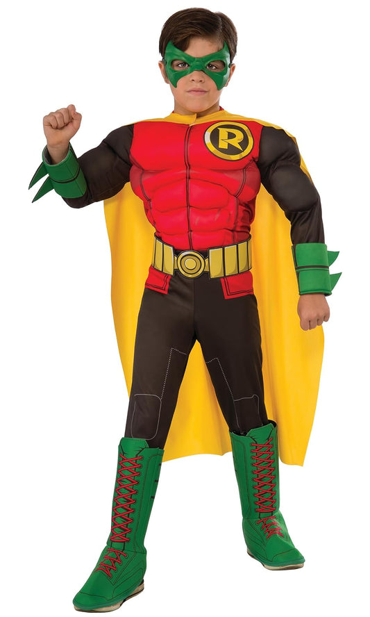 Rubie 's Costume Superhéroes de DC Deluxe Robin Niño Disfraz, Un solo color, Mediano