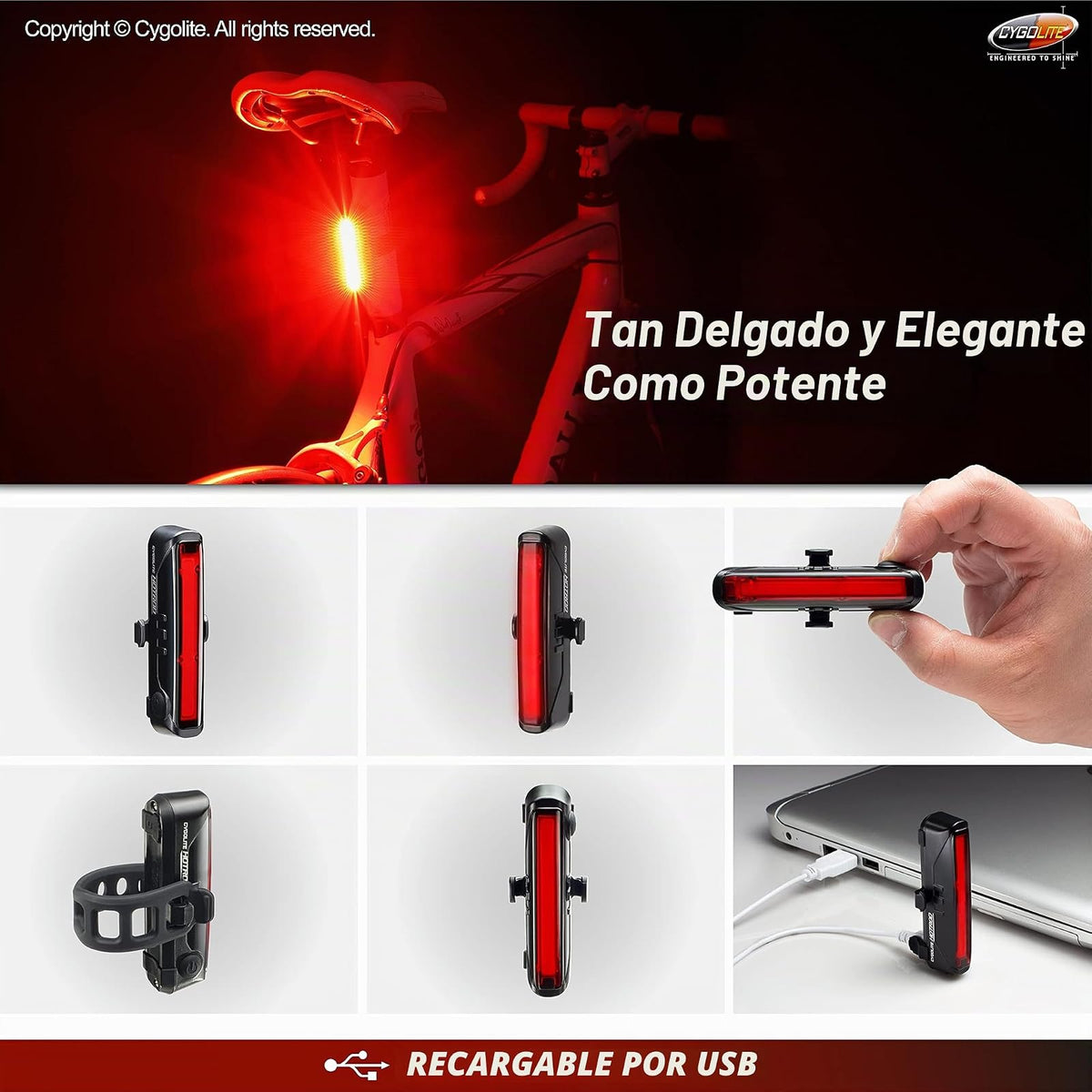 Cygolite Hotrod – Lumen Bike Tail Light - 6 Night & Daytime Modes– Wide Glowing Leds- Compact & Sleek– IP64 Water Resistant– Sturdy Flexible Mount- USB Rechargeable–Great for Busy Roads
