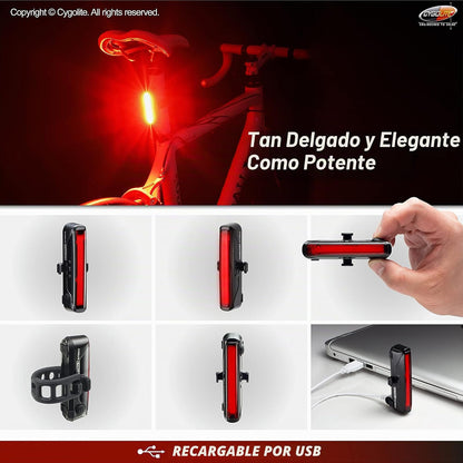 Cygolite Hotrod – Lumen Bike Tail Light - 6 Night & Daytime Modes– Wide Glowing Leds- Compact & Sleek– IP64 Water Resistant– Sturdy Flexible Mount- USB Rechargeable–Great for Busy Roads
