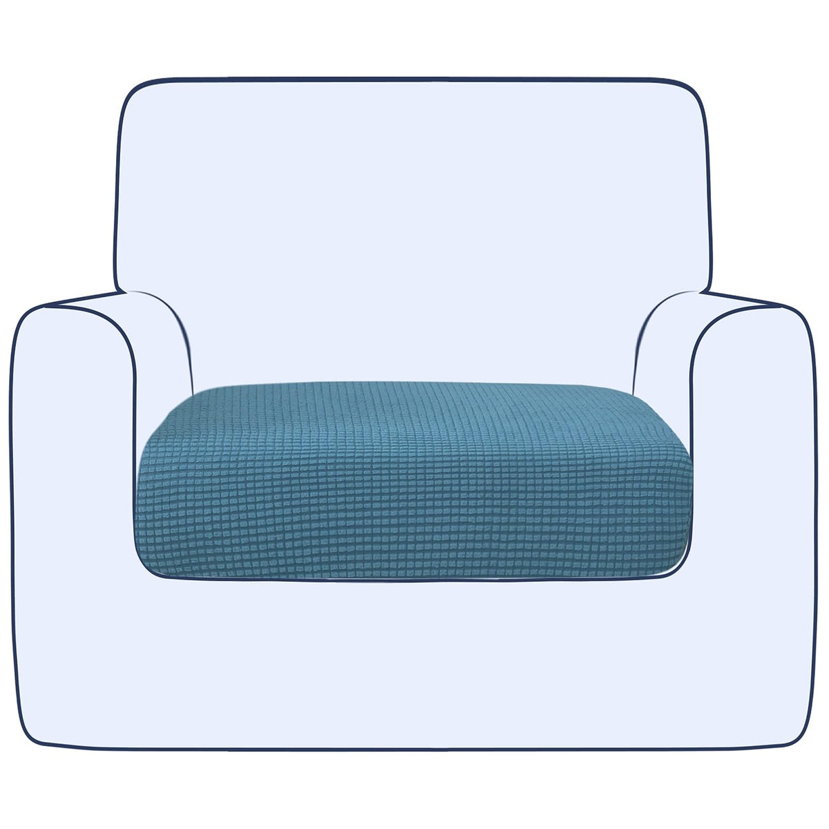 Ouka Funda de Cojín Elástica para Sofá, Reversible - Azul Denim - Pequeño
