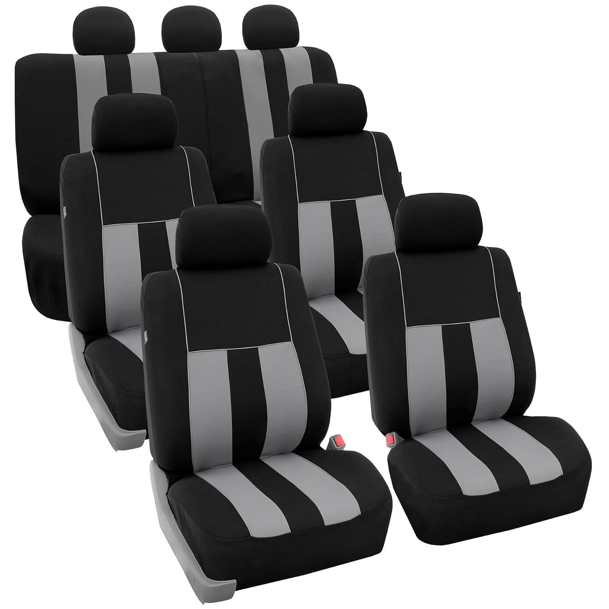 FH GROUP FH-FB036217 Striking Striped Seat Covers Gray/Black Color- Fit Most Car, Truck, SUV, or Van