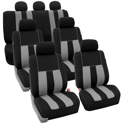 FH GROUP FH-FB036217 Striking Striped Seat Covers Gray/Black Color- Fit Most Car, Truck, SUV, or Van