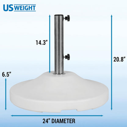 Peso de EE. UU. rellenable con capacidad de 120 libras, base de paraguas de pie comercial resistente, base de paraguas con ruedas, base de paraguas rellenable para patio al aire libre, fabricado en el