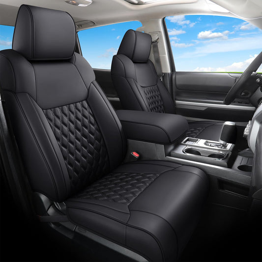 Huidasource Tacoma - Fundas de Asiento Delantero para automóvil de Cobertura Completa, Funda de Asiento de camión Negro para automóvil de Doble Cabina 2005-2015, 2ª generación, Base de Toyota Tacoma