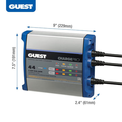 Guest 2707A - Cargador de batería Integrado para Invitados, 8 A/12 V, 2 Bancos, Entrada de 120 V