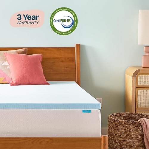Linenspa - Colchoneta de Memory Foam con Gel - Sobrecolchón Refrescante de 5 cm - Topper para Colchón - Sensación Suave y Acolchada - Alivia Puntos de Presión - Queen