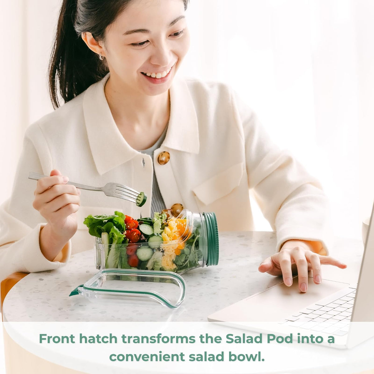 Prepara The Original Ensaladera | Sin BPA, ideal para preparación de comidas y ensaladas, cápsula de 4.5 tazas con cápsula de aderezo de 2.5 onzas