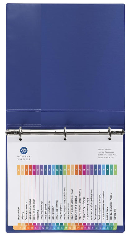 Avery A-Z Divisores para carpetas de 3 anillos, 26 pestañas por juego, tabla de contenido personalizable, pestañas multicolores, ideal para organizar informes, proyectos y más (3 juegos de 44225)