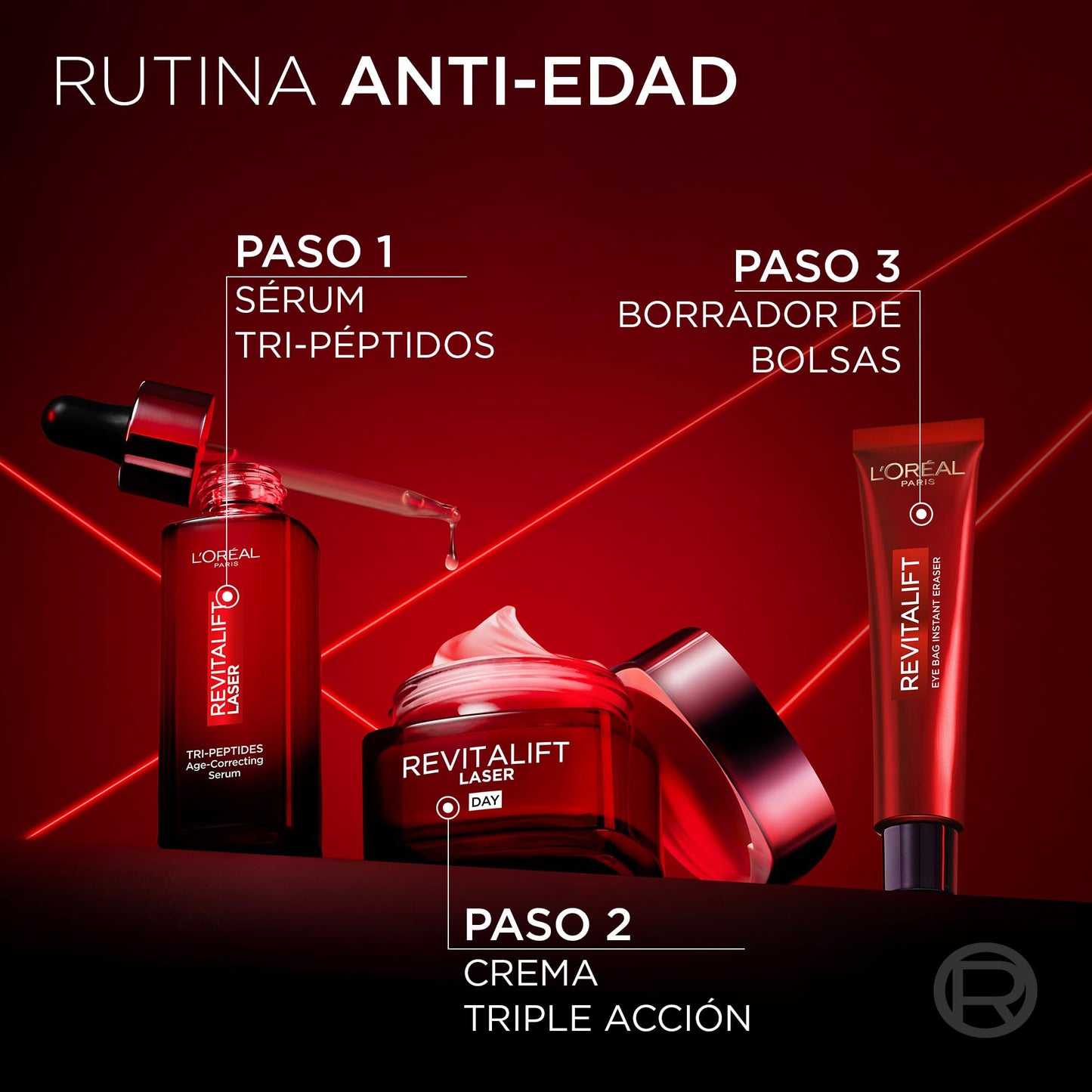 L'Oreal Paris Revitalift Laser Crema para Ojos Borrador de Bolsas Instantaneo, Reduce y Suaviza Bolsas en 15 Minutos y Reafirma el Contorno de los Ojos, 15ml.