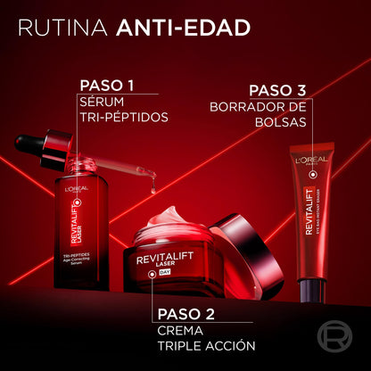 L'Oreal Paris Revitalift Laser Crema para Ojos Borrador de Bolsas Instantaneo, Reduce y Suaviza Bolsas en 15 Minutos y Reafirma el Contorno de los Ojos, 15ml.
