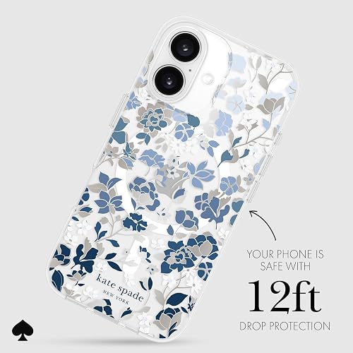 Kate Spade New York - Funda para iPhone 16, diseño de Flores Azules