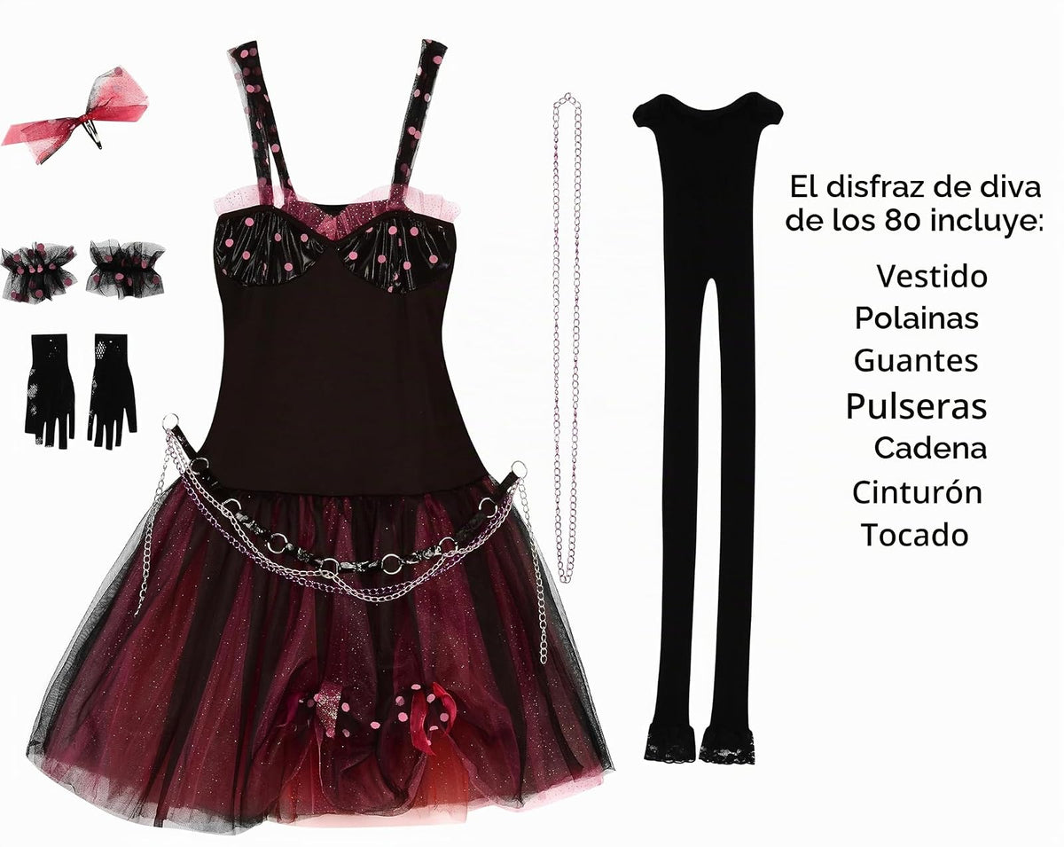 Rubie's - Disfraz de diva de los 80 para mujer, negro, estándar