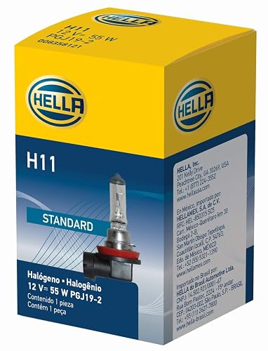 Hella Foco Standard H11 Halógeno de Cristal de Cuarzo con Terminal de Acero Inoxidable, 178555111