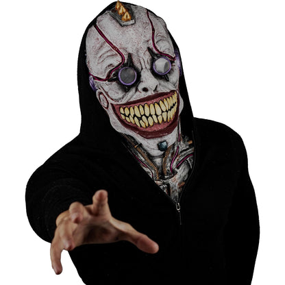 Ghoulish Productions Máscara De Látex Glasses Smile, Accesorio Payaso Sonriente, Disfraz Aterrador Halloween y Fiestas Temáticas, Cosplay Ciberpunk Clown, Diseño Artesanal Máscara Luminosa