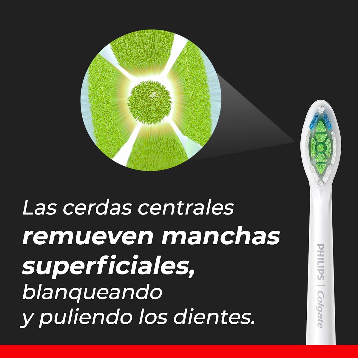 Philips Colgate Repuesto Cepillo Eléctrico SonicPro 2 pack | Hasta 100% Menos Manchas en Solo 7 Días, Eliminan Manchas Superficiales, Blanquean y Pulen los Dientes