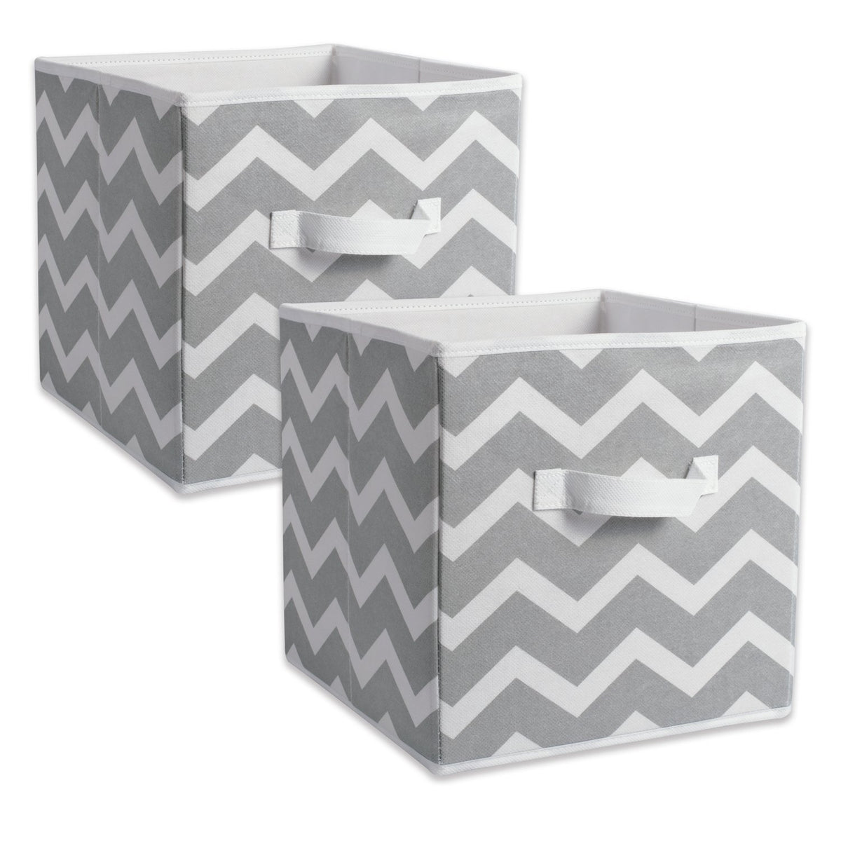 DII camz38454 plegable Tela almacenamiento contenedores (Juego de 2), 33 x 33 x 33 cm Chevron Gris