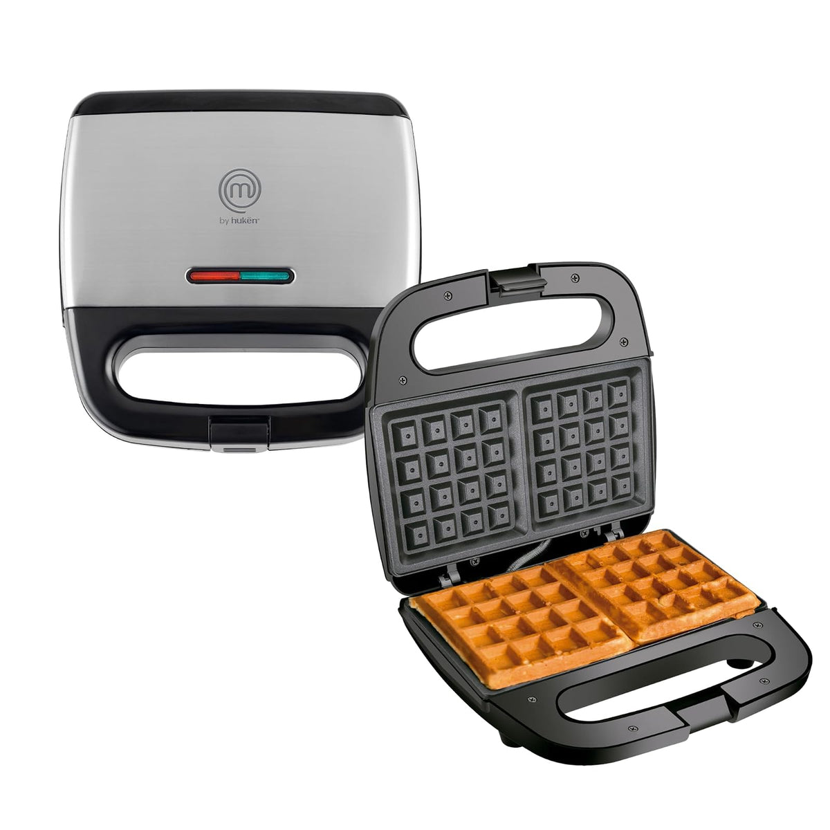 Hukën x MasterChef Wafflera Belga Eléctrica Heat+ Premium - 2 Rebanadas (Acero)