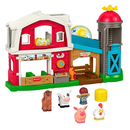 Little People Animalitos en la Granja Juguete para Bebés 1+ Años | Granero de 2 pisos con silo; incluye granjero, 4 animales y más de 50 canciones