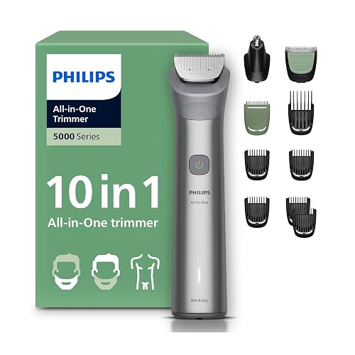 Philips Multigroom Serie 5000 | Recortadora 10 en 1 para Hombre con Cuchilla de Precisión | Barba, Nariz, Orejas y Cuerpo | 10 piezas | MG5922/15