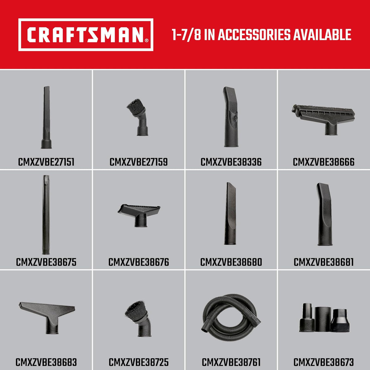 CRAFTSMAN 38666 1-7/8-inch Floor Brush Wet/Dry Vac Attachment | Accesorio de aspiradora de grado industrial con cerdas para limpiar áreas grandes, se adapta a 1 a 0 pulgadas. Diámetro de