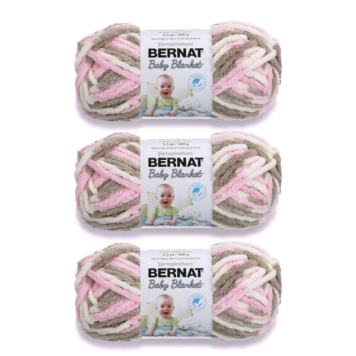 Bernat Estambre para Bebé, Paquete de 3, 100 g Poliéster - Paquete de 3 - Rosa.