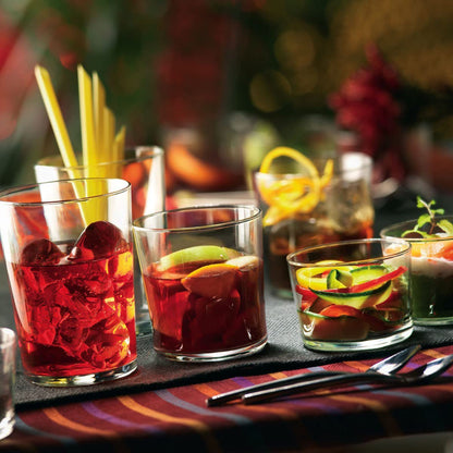 Trilogy | Juego de 6 Vasos Old Fashioned de Vidrio Italiano Duradero, Silueta Moderna, Vasos para Agua, Cocteles, Licores o Bebidas en las Rocas, Colección Ravello, Transparente, 370 mililitros