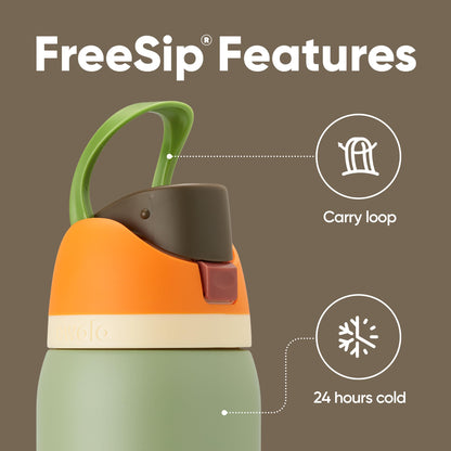 Owala FreeSip Botella de acero inoxidable aislada con popote, botella de agua deportiva libre de BPA, ideal para viajar, 32 oz, Camuflaje Fresco