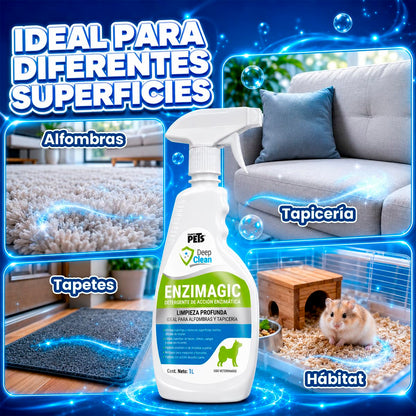 Fancy Pets Deep Clean Enzimagic Limpiador Eliminador de Manchas y Olores de Perros y/o Gatos en Alfombras, Tapicería y otras Telas con 1 Litro