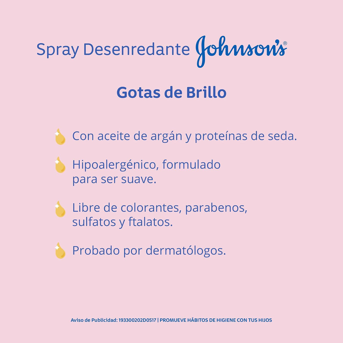 Kit Rutina de Baño Johnson´s Baby Gotas de Brillo (Shampoo 400 ml + Spray Desenredante 200 ml)