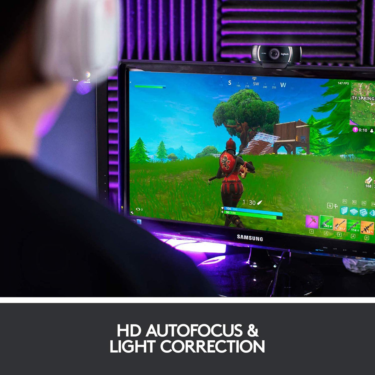 Logitech C922 Pro Stream 1920 x 1080 Pixeles, conexión USB, Webcam 1080p, 60 fps, Trípode Incluido y Licencia Gratuita de 3 Meses para XSplit, Negra