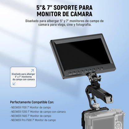 NEEWER Montaje de Monitor Campo Mejorado con Tornillo 1/4", Giro 360°, Inclinación 180°, Tornillo Antigiro Compatible con Atomos Ninja 5" y 7" Monitor de Cámara, Jaula para Cámara, MA021