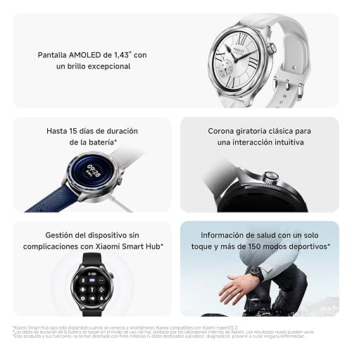 XIAOMI Watch S4 con GPS, iOS & Android, Modo Deportivo Avanzado, Rainbow | Pantalla AMOLED de 1.43'', Hasta 10 días de Batería, 150+ Modos Deportivos, Monitor Frecuencia Cardíaca y Sueño