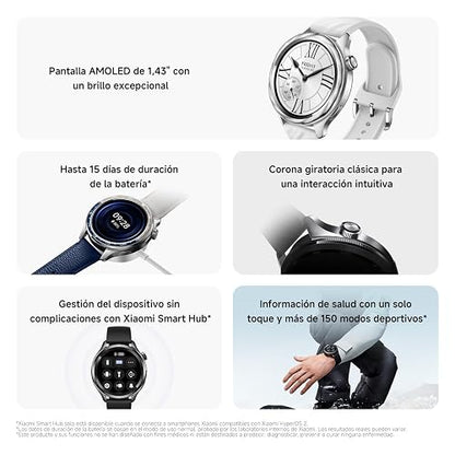 XIAOMI Watch S4 con GPS, iOS & Android, Modo Deportivo Avanzado, Rainbow | Pantalla AMOLED de 1.43'', Hasta 10 días de Batería, 150+ Modos Deportivos, Monitor Frecuencia Cardíaca y Sueño