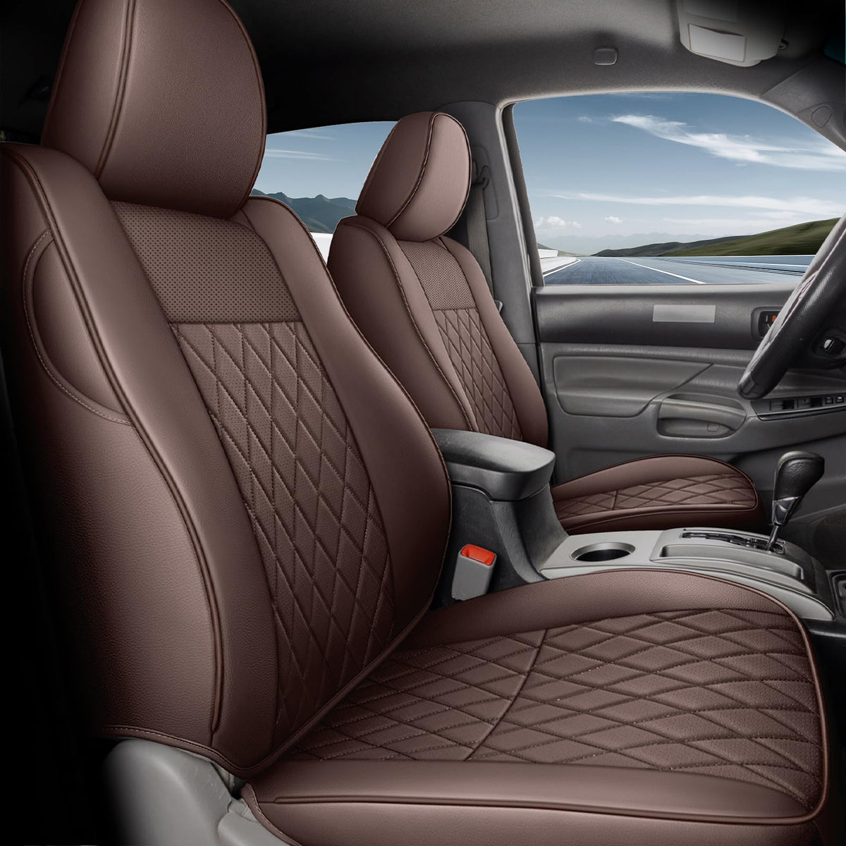 Fundas de Asiento para Toyota Tacoma de Coverado, Juego Completo de Fundas de Asiento de Cuero para Automóvil a Medida 2005-2023 Toyota Tacoma Doble/Cabina de tripulación, Fundas de Asiento para Automóviles y