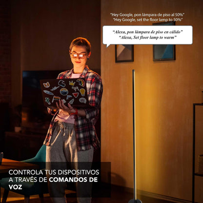 Lloyd's Lámpara de Piso Inteligente RGBIC App Música 400 lm | control desde la App 400 lm, luz cálida y fría, programa horarios, 168 LEDs 10,000 h de Vida