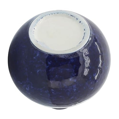 Sagebrook Home 5" Decorative Primeval Ceramic Vase - Contemporary Blue and White Flower Vase for Home, Office Decorative Accent - Easy Gift Idea