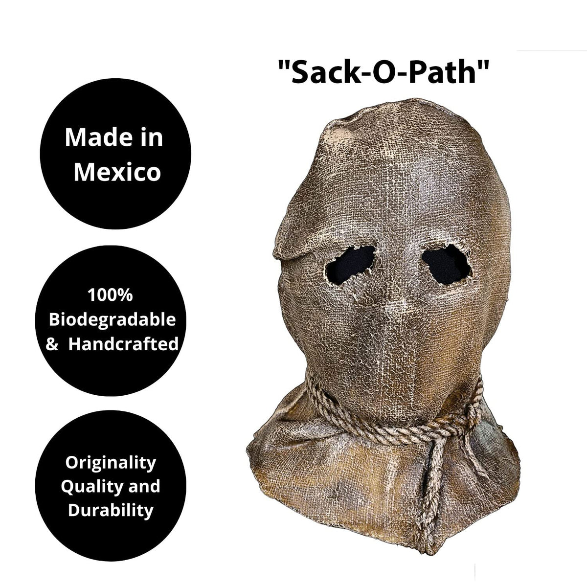 Sack-O-Path, Máscara para Disfraz de Scarecrow, Máscaras de Espatapajaros Ideales para Halloween y Fiestas de Disfraces.