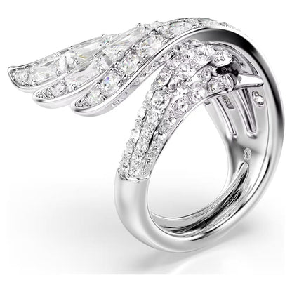 Anillo de cóctel Vienna, Tallas mixtas, Cisne, Blanco, Acabado en rodio
