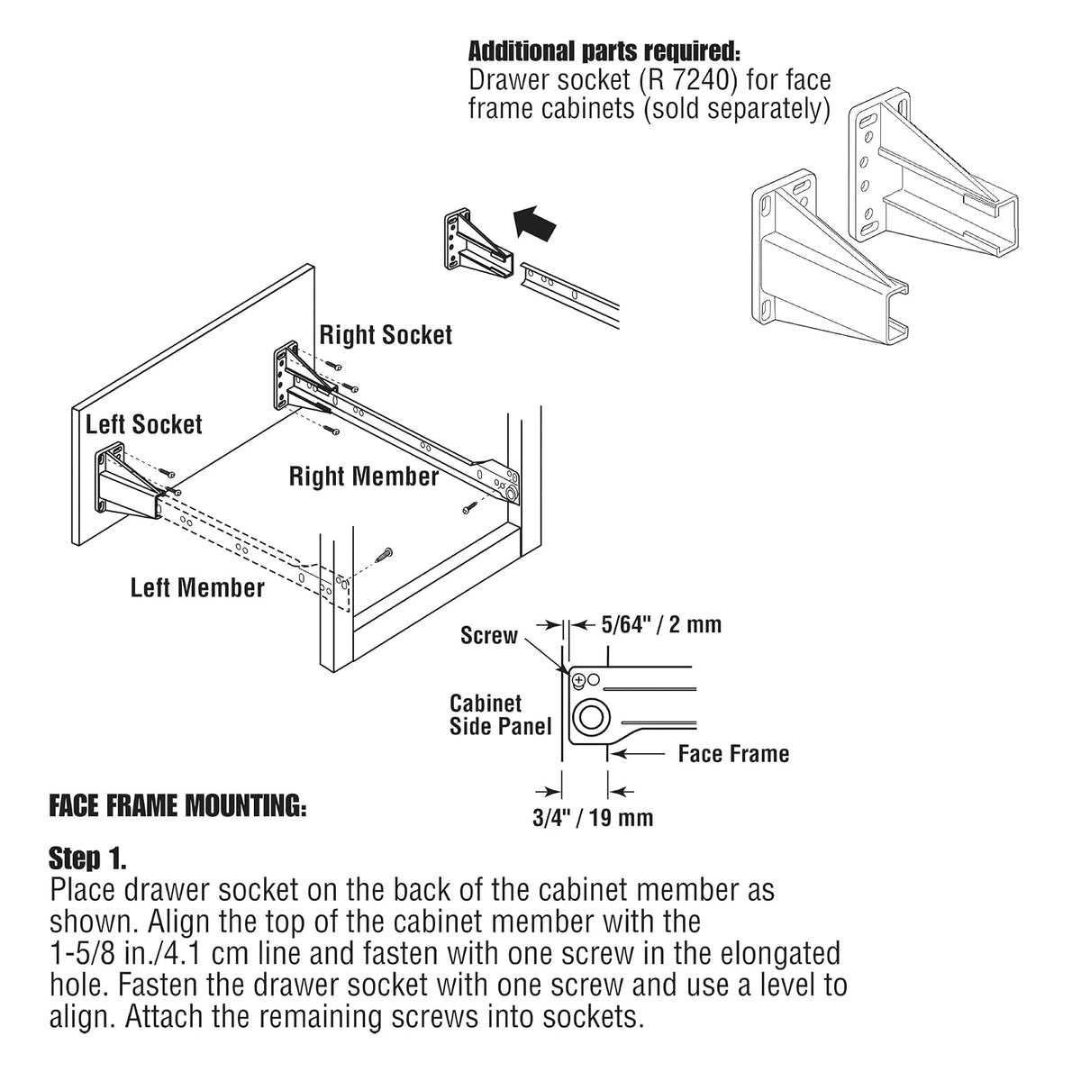 Prime-Line R 7211 - Kit de Deslizamiento para Cajón, Rieles de 17-3/4 Pulgadas