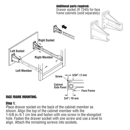 Prime-Line R 7211 - Kit de Deslizamiento para Cajón, Rieles de 17-3/4 Pulgadas