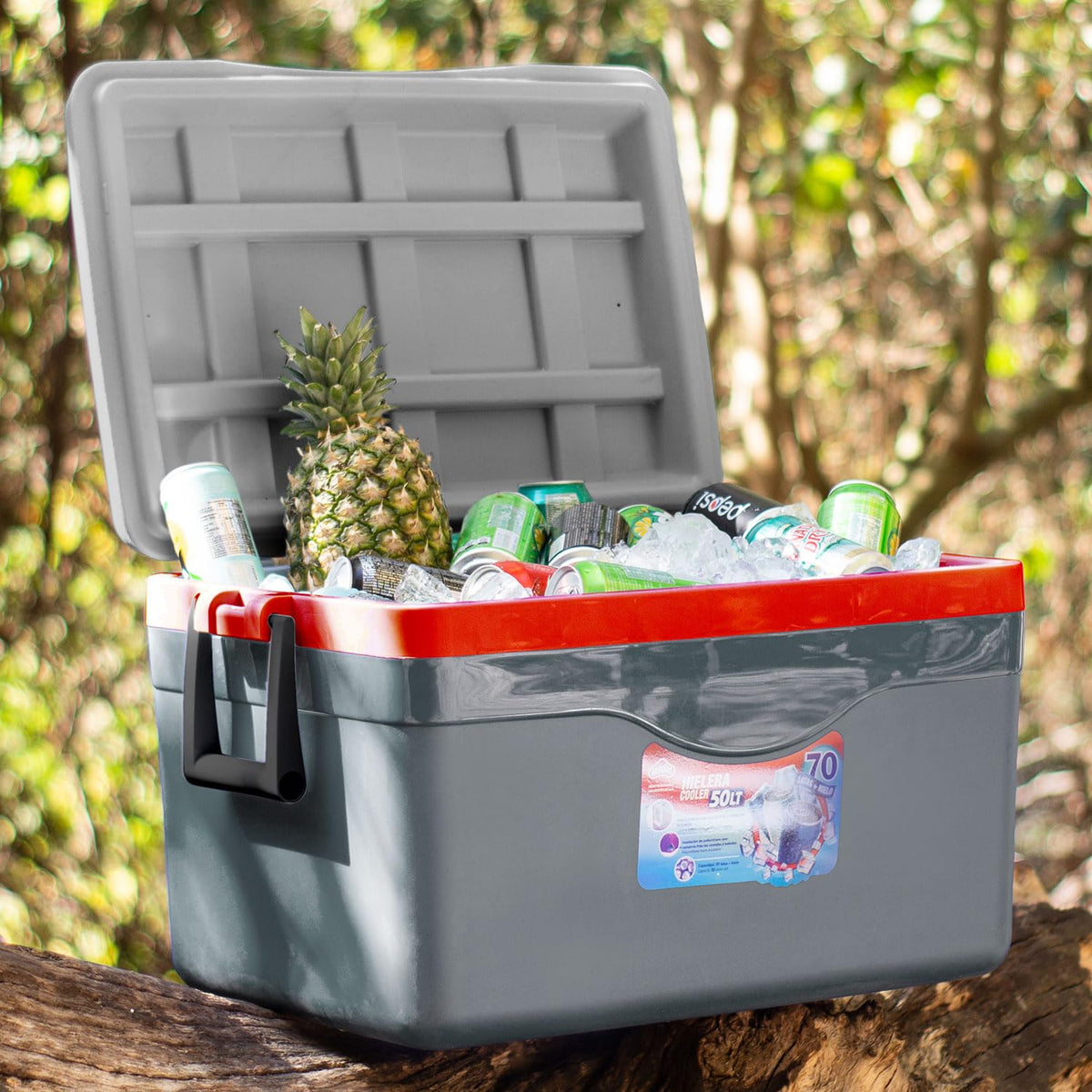 Hielera Portátil 50 L (53 QT) para 70 Latas Color Gris Lava Cooler