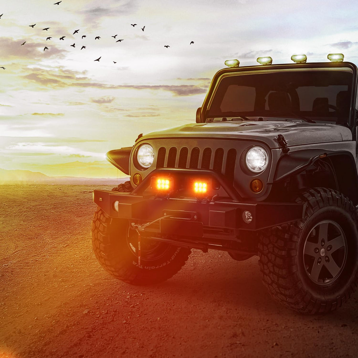 Nilight - Cápsulas de luz LED de 4 pulgadas, luces antiniebla de conducción de color ámbar, 2 unidades de 18 W, iluminación de trabajo todoterreno, para camión, ATV, UTV, RV, camioneta, barco, tractor