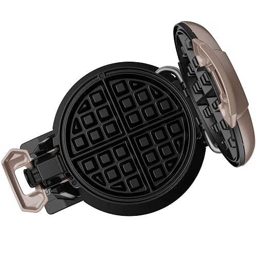 Black+Decker Waflera Giratoria con Placas Antiadherentes, WMD201 | Prepara 2 waffles a la vez, con ranuras profundas para una cocción uniforme
