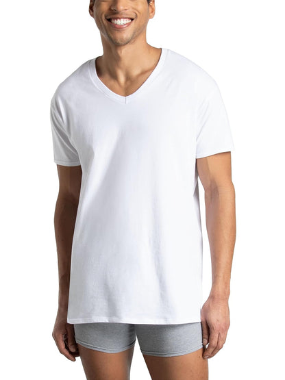 Fruit of The Loom Men's Eversoft Cotton Stay Tucked V-Neck T-Shirt